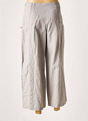 Pantalon 7/8 tissage popeline taille normale marron LAUREN VIDAL femme