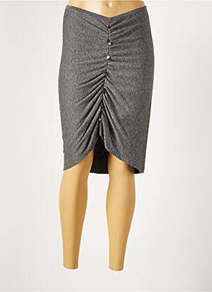 Jupe mi-longue stretch gris LAUREN VIDAL femme