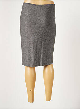 Jupe mi-longue stretch gris LAUREN VIDAL femme