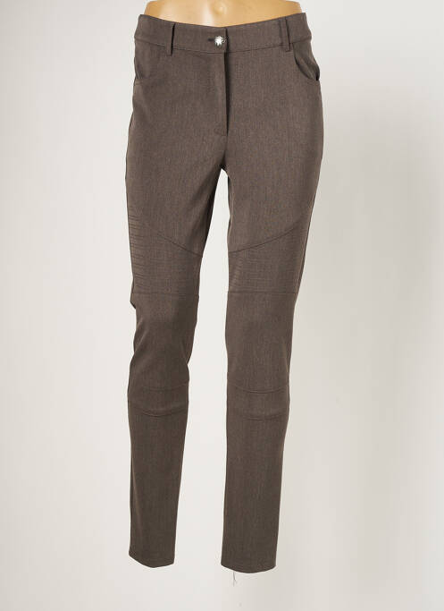 Pantalon slim stretch taille normale marron LAUREN VIDAL femme