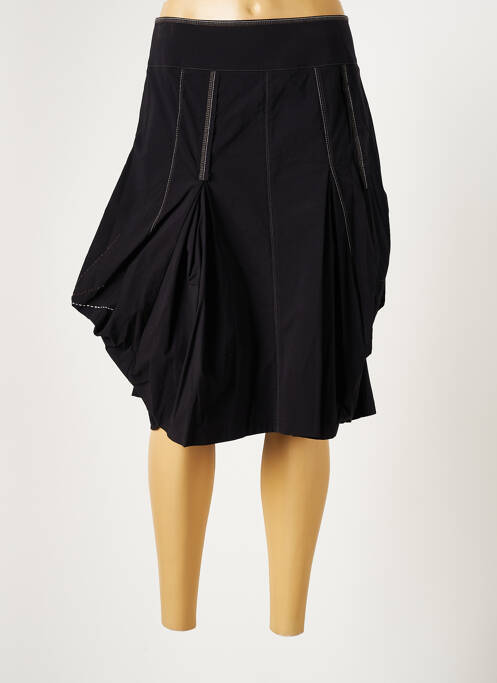 Jupe mi-longue fermeture zip latéral noir LAUREN VIDAL femme