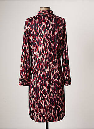 Robe mi-longue imprimé fantaisie manches longues rose K-DESIGN femme