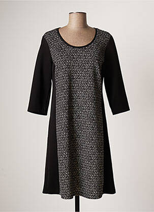 Robe mi-longue coupe évasée manches 3/4 noir GARELLA femme
