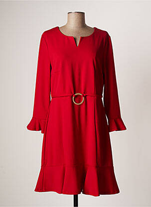 Robe mi-longue manches longues manches longues rouge K-DESIGN femme