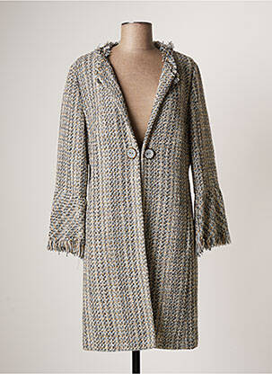 Manteau long coupe droite sans capuche bleu EDAS femme
