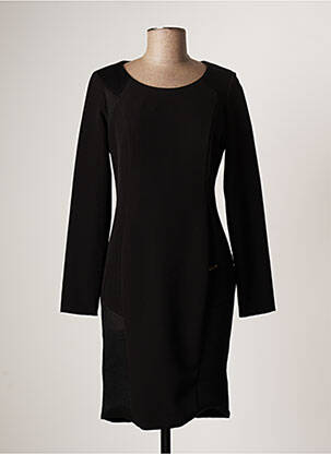 Robe mi-longue manches longues manches longues noir FLY GIRL femme