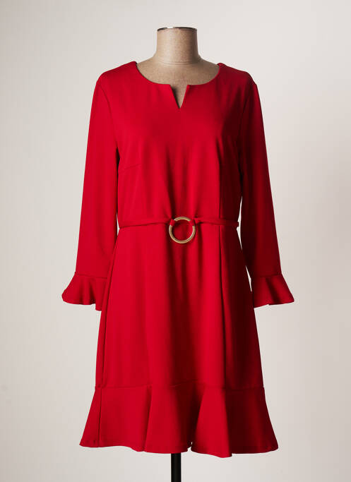 Robe mi-longue manches longues manches longues rouge K-DESIGN femme