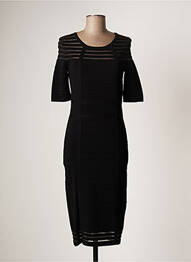 Robe mi-longue fermeture zippée au dos manches courtes noir PASSIONI femme