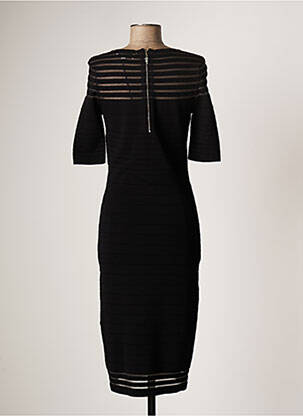 Robe mi-longue fermeture zippée au dos manches courtes noir PASSIONI femme