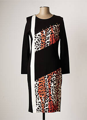 Robe mi-longue manches longues manches longues noir LESLIE femme