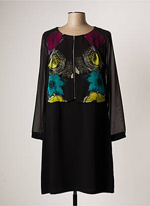 Robe mi-longue manches longues manches longues noir GARELLA femme