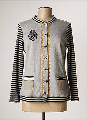 Veste casual col rond gris POUPEE CHIC femme