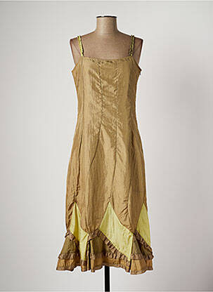 Robe mi-longue col rond fines bretelles marron DANIEL AMAURY femme