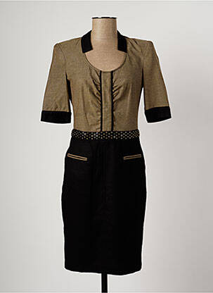 Robe mi-longue manches courtes manches courtes noir HELENA SOREL femme