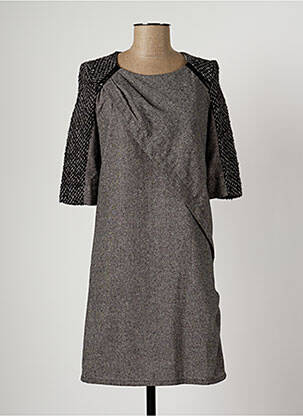 Robe mi-longue manches courtes manches courtes gris HELENA SOREL femme