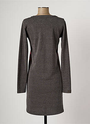 Robe mi-longue imprimé fantaisie manches longues gris VOLT DESIGN femme