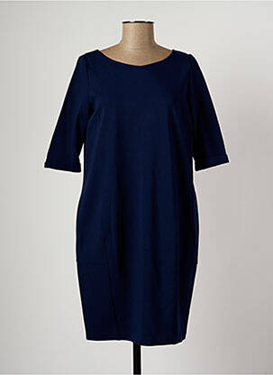 Robe mi-longue fermeture zippée au dos manches courtes bleu ROSSO 35 femme