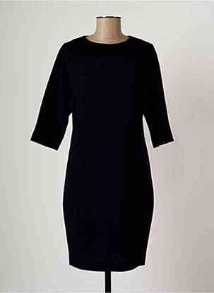 Robe mi-longue tissage crêpe manches courtes bleu ANTONELLI FIRENZE femme