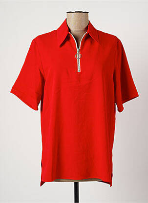 Blouse tissage crêpe manches courtes rouge HARMONY femme