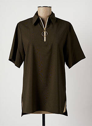 Blouse tissage crêpe manches courtes vert HARMONY femme