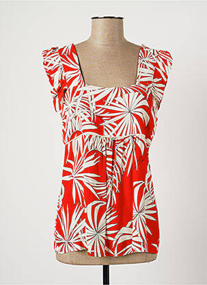 Blouse imprimé fleurs manches courtes rouge LA PETITE FRANCAISE femme