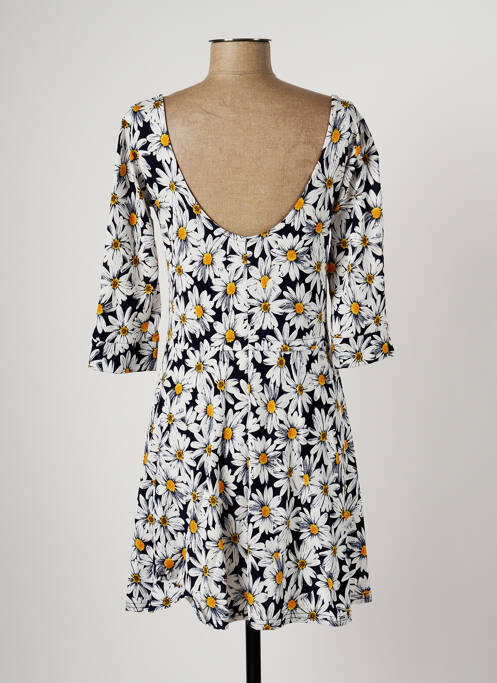 Robe mi-longue imprimé fleurs manches courtes bleu AU SOLEIL DE ST TROPEZ femme