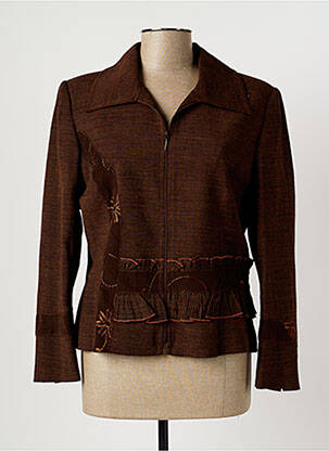 Veste casual col chemisier marron CHRISTINE LAURE femme