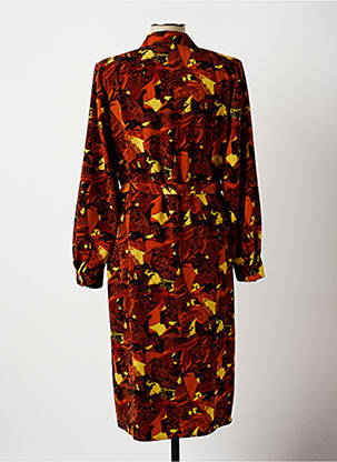 Robe mi-longue imprimé fantaisie manches longues orange CLAUDE BAUER femme