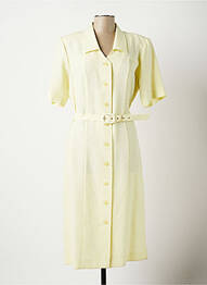 Robe mi-longue manches courtes manches courtes jaune CLAUDE BAUER femme