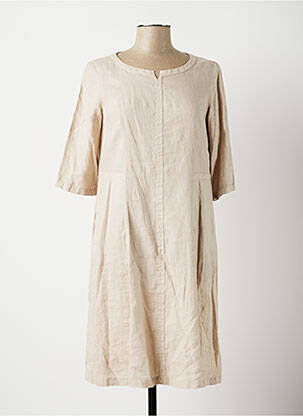 Robe mi-longue manches courtes manches courtes beige ROSSO 35 femme