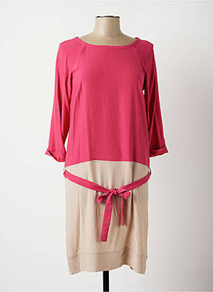 Robe mi-longue coupe fluide manches 3/4 rose ROSSO 35 femme
