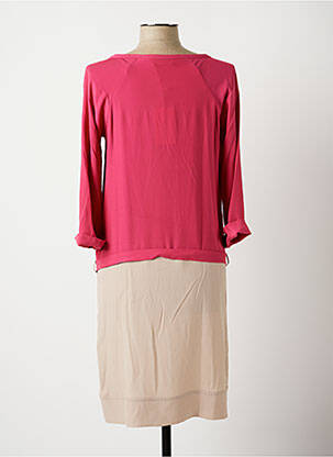 Robe mi-longue coupe fluide manches 3/4 rose ROSSO 35 femme