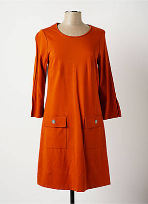 Robe mi-longue manches longues manches longues orange MALOKA femme