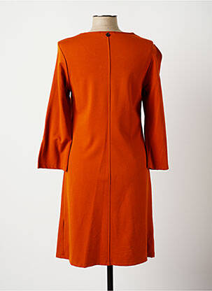 Robe mi-longue manches longues manches longues orange MALOKA femme