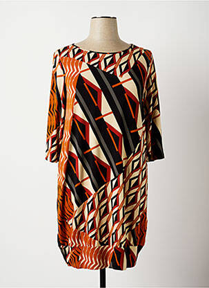 Robe mi-longue manches 3/4 manches 3/4 orange ELEONORA AMADEI femme