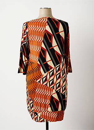 Robe mi-longue manches 3/4 manches 3/4 orange ELEONORA AMADEI femme
