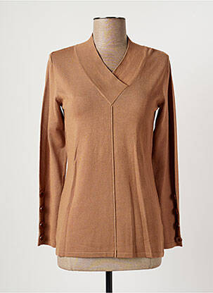 Pull coupe cintrée manches longues marron MARBLE femme