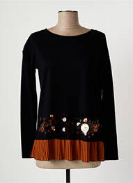 Pull coupe cintrée manches longues noir ELEONORA AMADEI femme