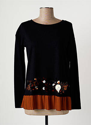 Pull coupe cintrée manches longues noir ELEONORA AMADEI femme