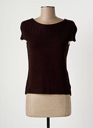 Pull coupe cintrée manches courtes marron CHRISTINE LAURE femme