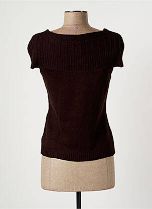 Pull coupe cintrée manches courtes marron CHRISTINE LAURE femme