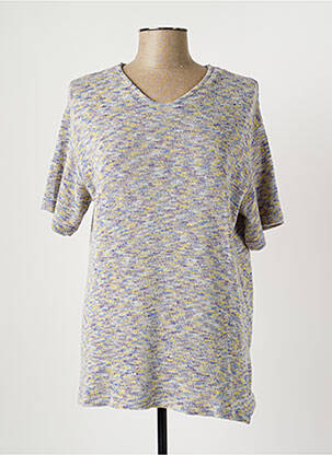Pull col v manches courtes bleu MIDI  À 14H femme