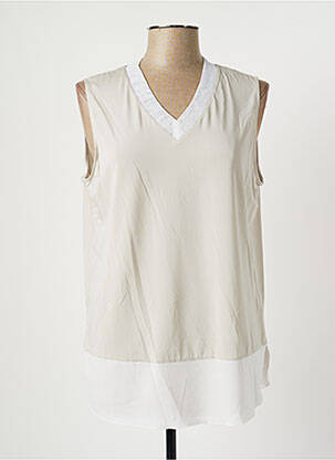 Top col v sans manche beige FABIANA FILIPPI femme