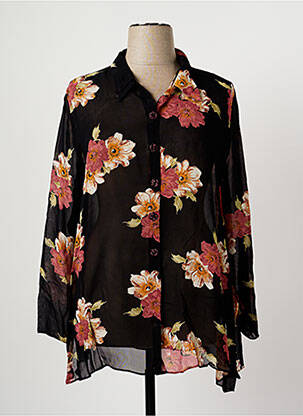 Chemisier imprimé fleurs manches longues noir FRANCOISE F femme