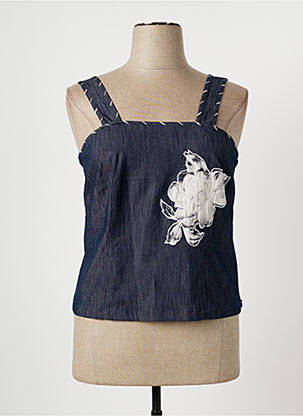 Top col carré fines bretelles bleu CLAUDE BAUER femme