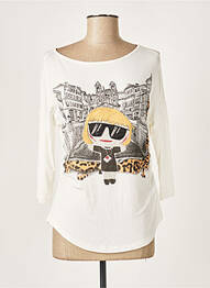 T-shirt imprimé fantaisie manches 3/4 blanc ELEONORA AMADEI femme