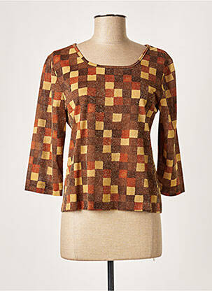 Top stretch manches 3/4 marron CLAUDE BAUER femme