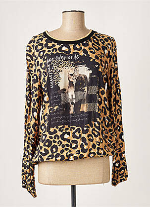 Blouse col rond manches longues beige JUST WHITE femme