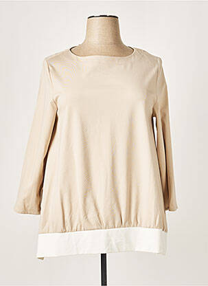 Top tissage jersey manches longues beige CRISTINA BARROS femme