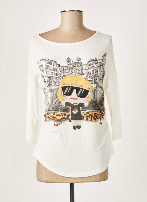 T-shirt imprimé fantaisie manches 3/4 blanc ELEONORA AMADEI femme
